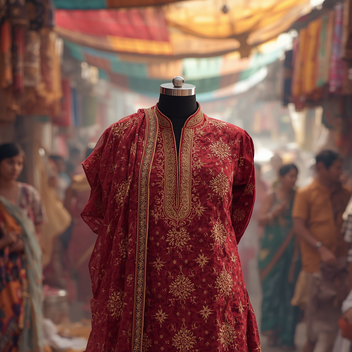 Royal Crimson Embroidered Punjabi